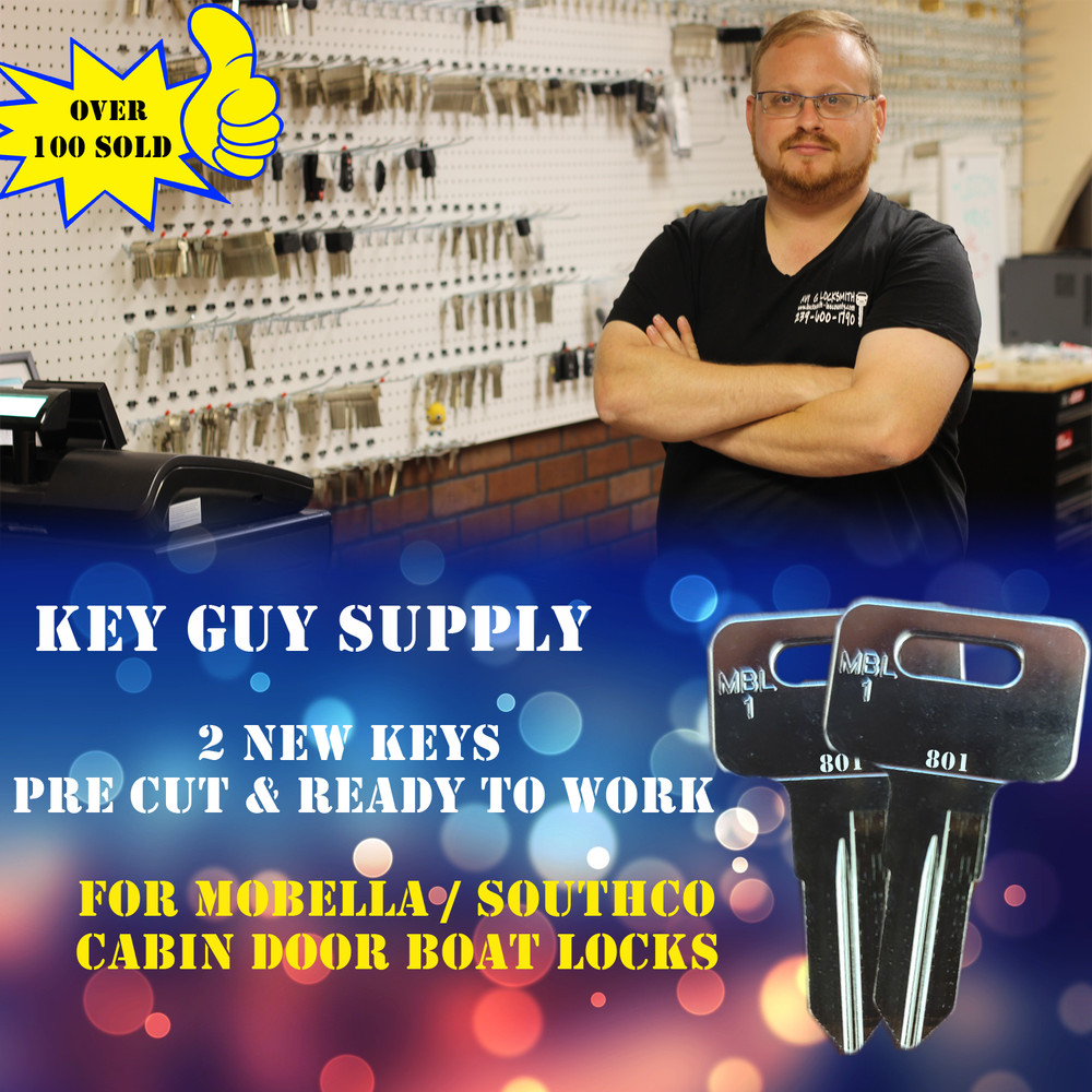 801-860. 2 New Keys For Mobella - Southco Boat. Key to code. licensed locksmith.