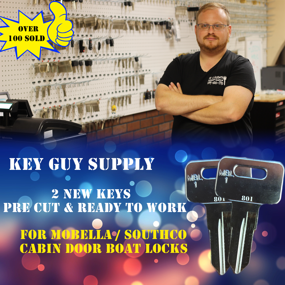 801-860. 2 New Keys For Mobella - Southco Boat. Key to code. licensed locksmith.