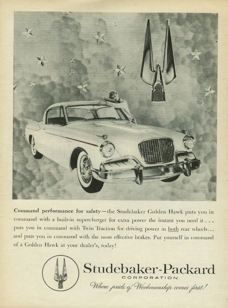 Command performance for safety Studebaker Golden Hawk ad 1957 T