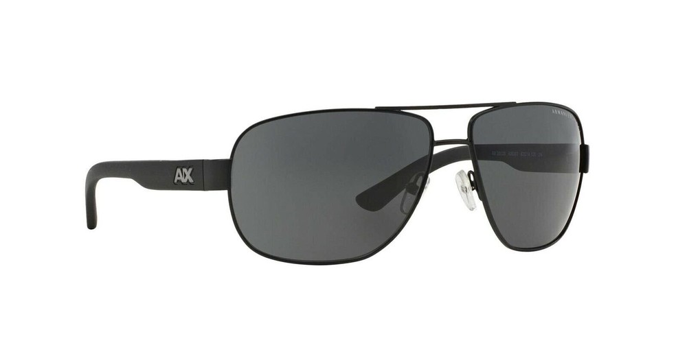 A|X Armani Exchange Men's AX2012S Rectangular Metal Sunglasses, Satin Black