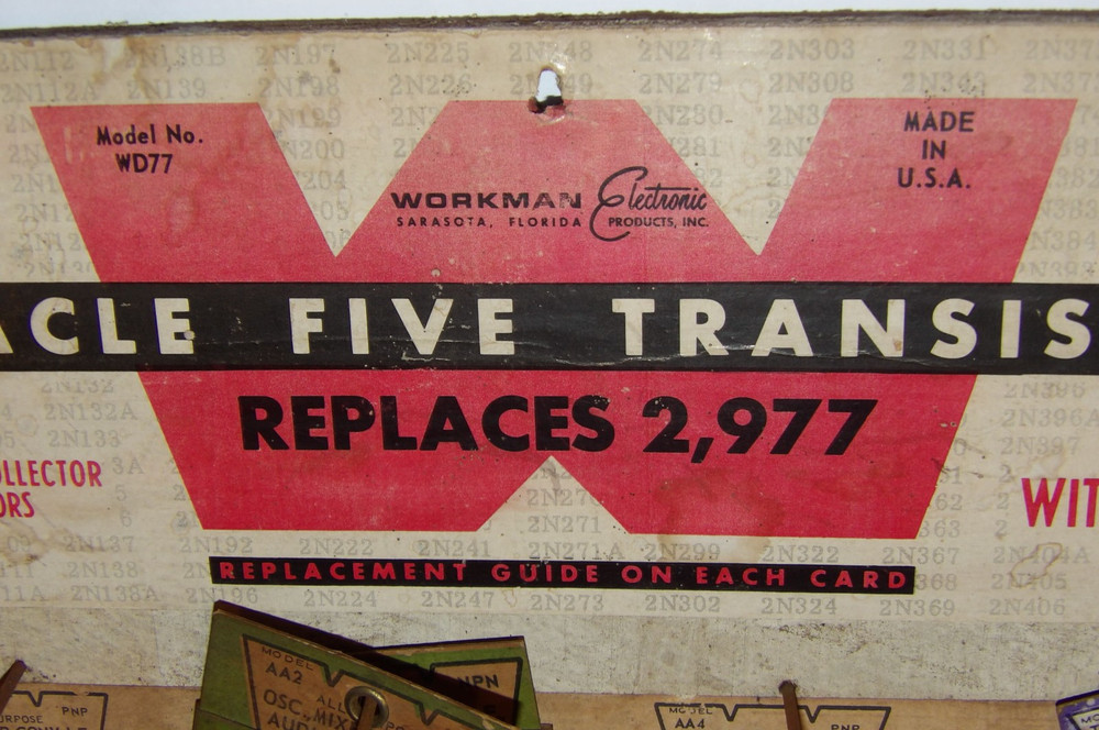 VINTAGE 1960s WORKMAN ELECTRONICS "MIRACLE FIVE TRANSISTORS" STORE DISPLAY 11x13