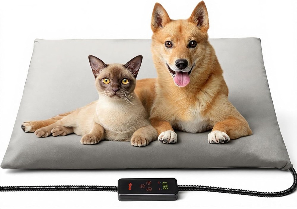 Compact Heated Pet Bed Mat 35x24 - Waterproof, Chew Resistant, User-Friendly