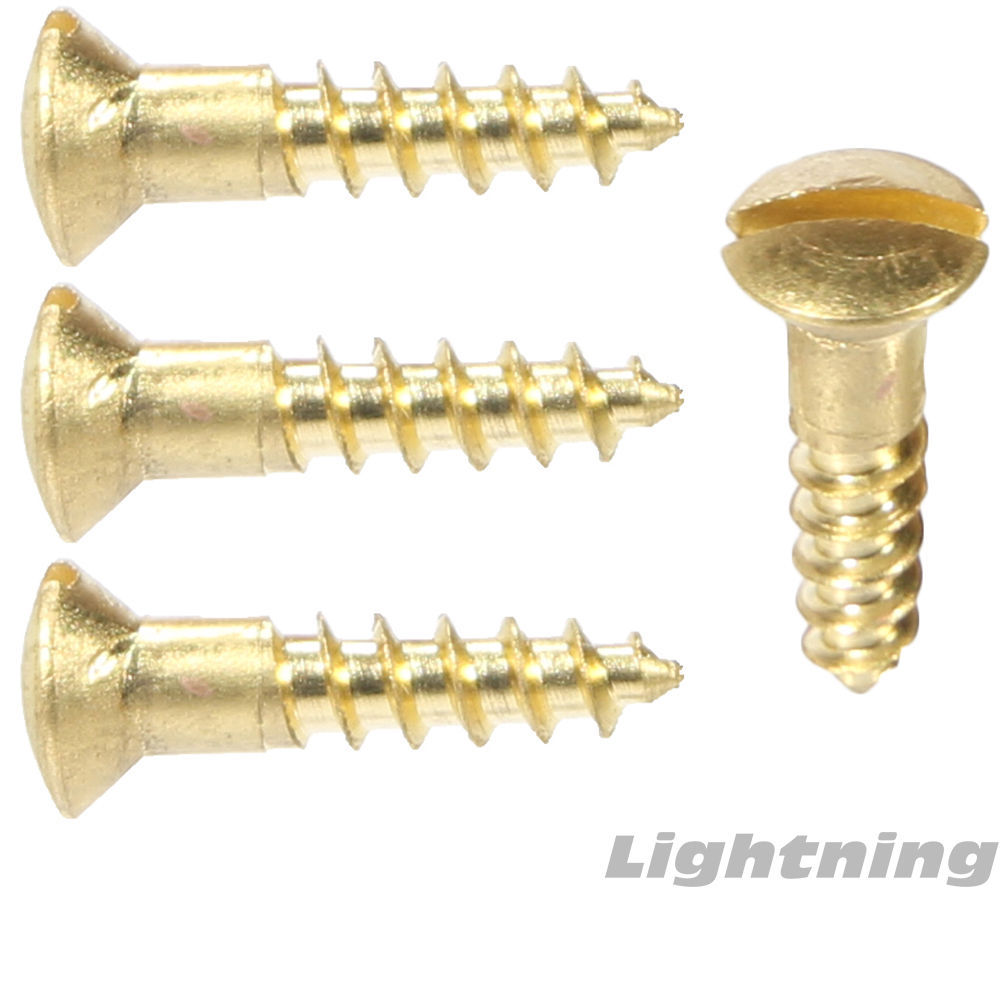 #8 x 3/4" Solid Brass Wood Screws Oval Head Slotted Drive Quantity 100