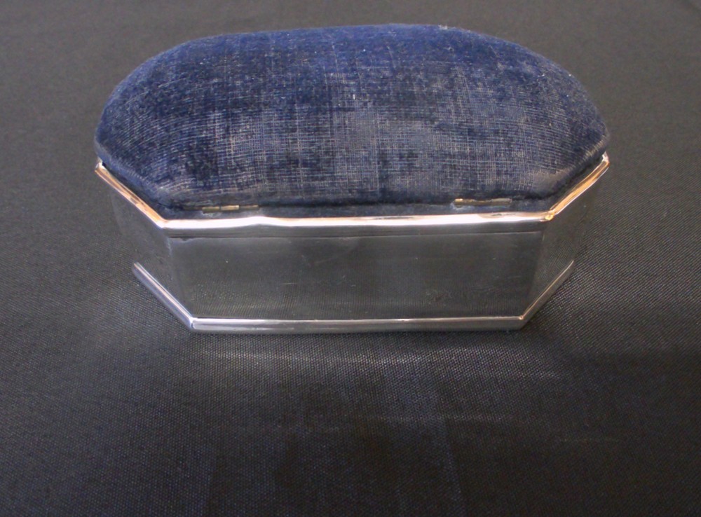 Solid Silver Canted Corner Pin Cushion & Jewellery Box Date 1907 By Cornelius De