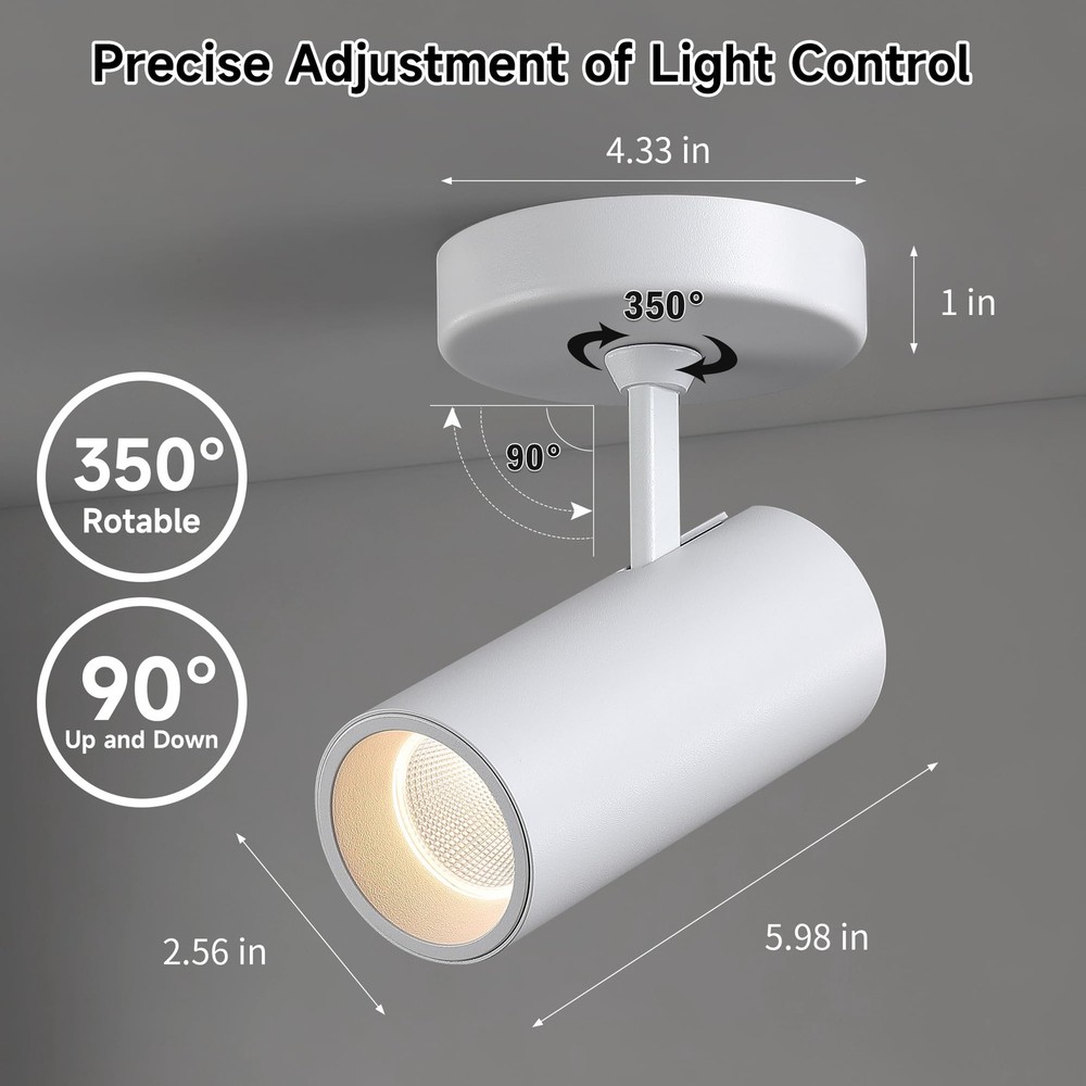 12W LED Dimmable Ceiling Spotlight Indoor - Adjustable Wall Surface Accent La...