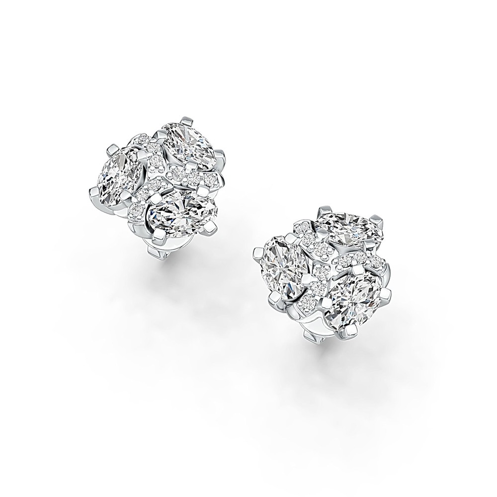 Sterling Silver Semi Mount Earrings Setting Oval OV 6X4mm Stud
