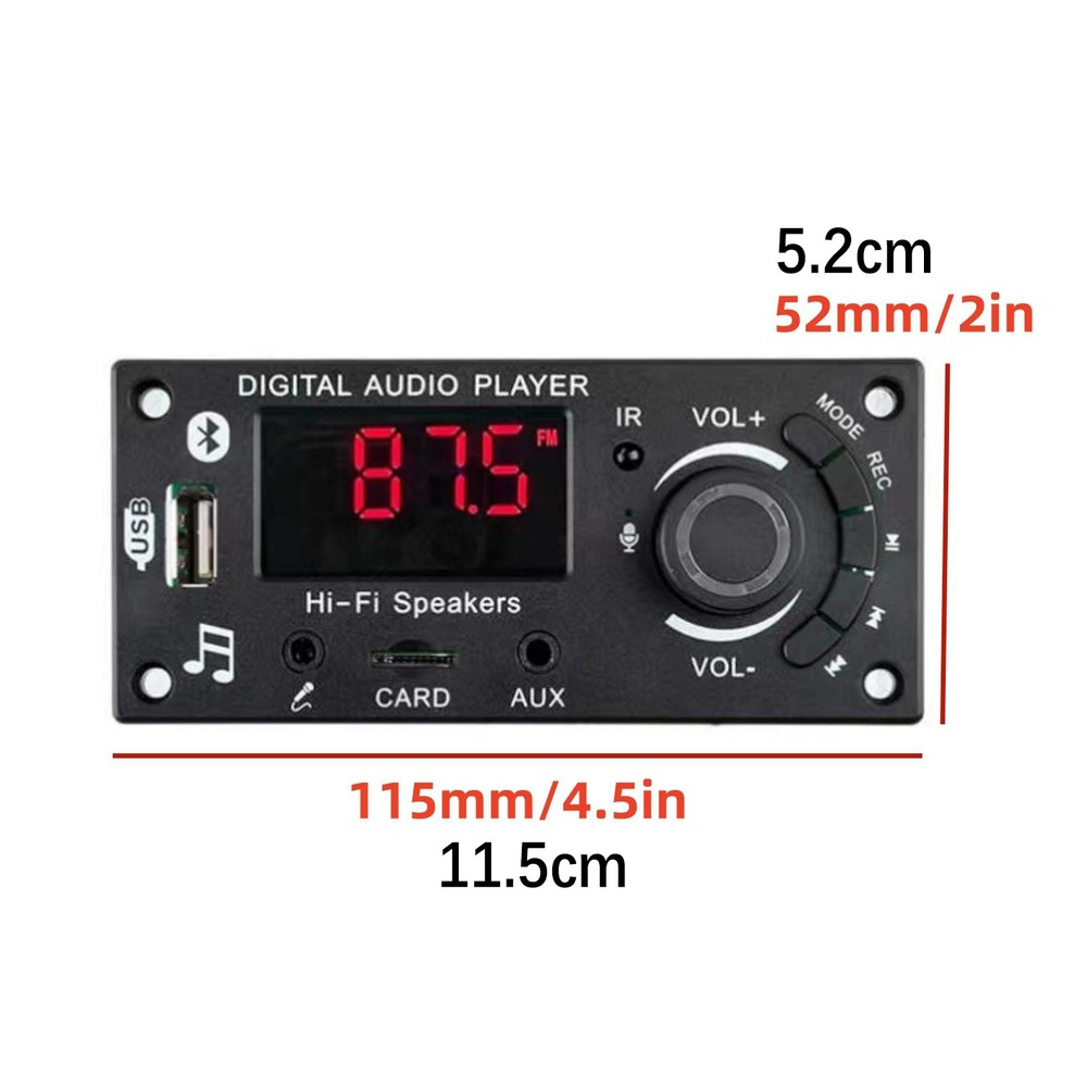 DC7-25V Car Bluetooth MP3 Amplifier Decoding Board 2*50W FM Audio Decoder+Remote