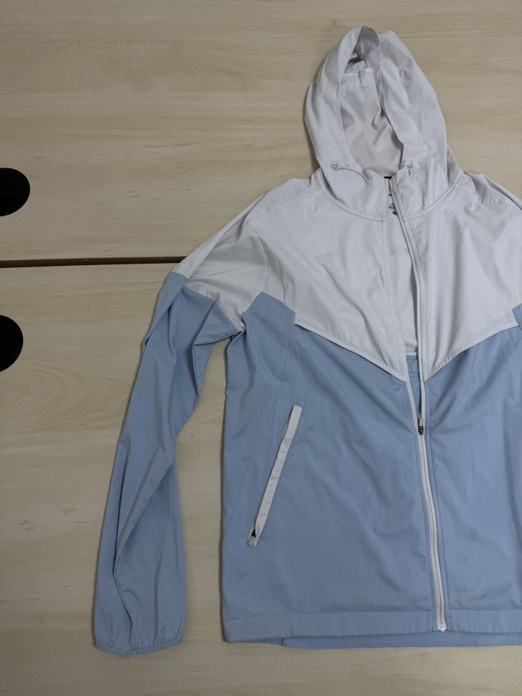 Nike Drifit Lightweight Packable Sky Blue White Windbreaker Jacket Medium M