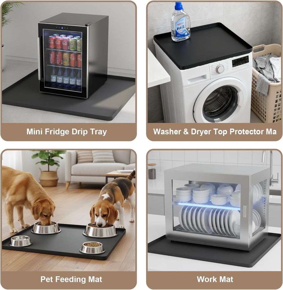 New Mini Fridge Stand with Silicone Drip Tray Mat, Adjustable Height 9"-10.2"