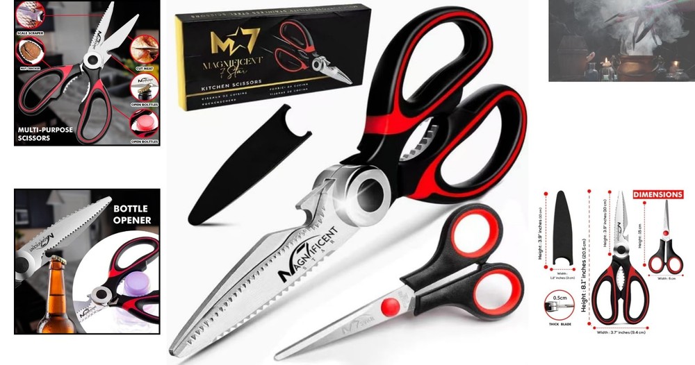 Professional Kitchen Scissors with Micro-Serrated Blades for Precision Cutting