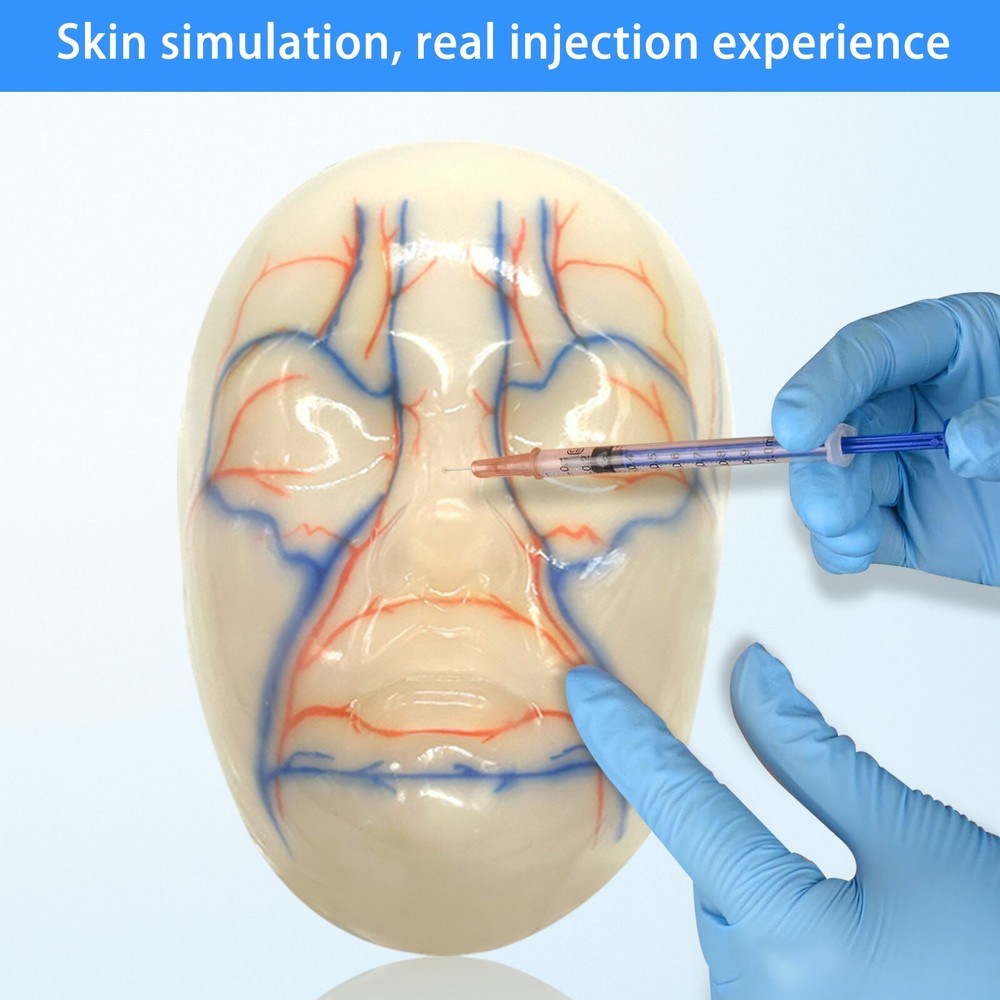 Multi-Functional Silicone Face Injection Model for Filler, Suture & Thread Train