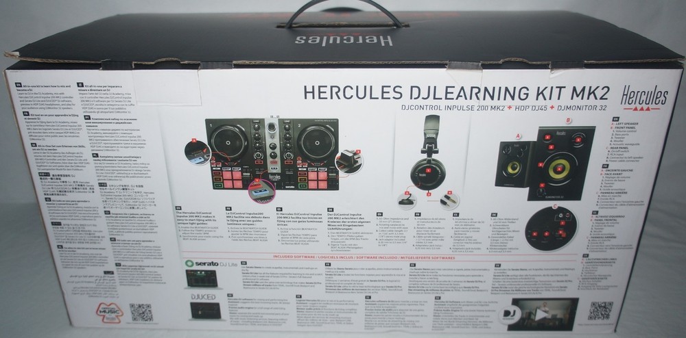 New Hercules DJ Learning Kit MK II 2 Complete System Controller, Speakers & Head