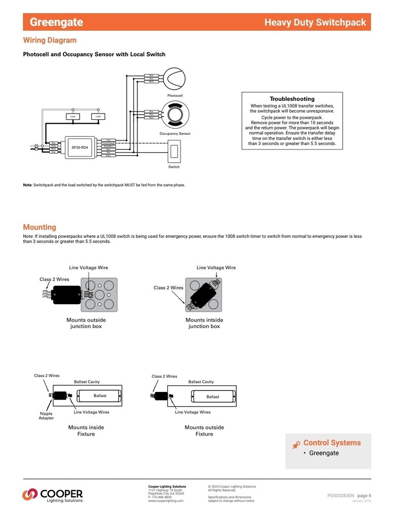 Eaton 20A 24V Heavy-Duty Switchpack Occupancy Sensor (SP20-RD4)