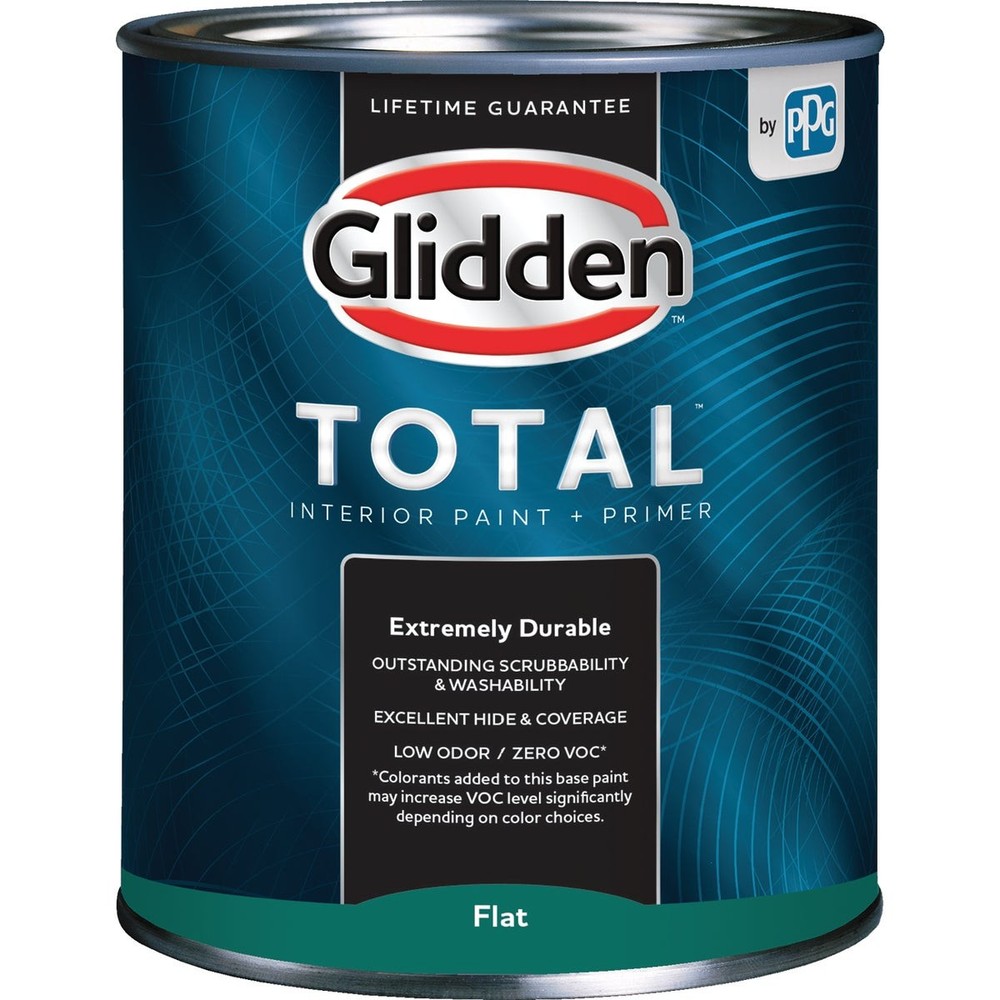 Glidden Total Interior Paint + Primer Flat White & Pastel Base Quart Glidden