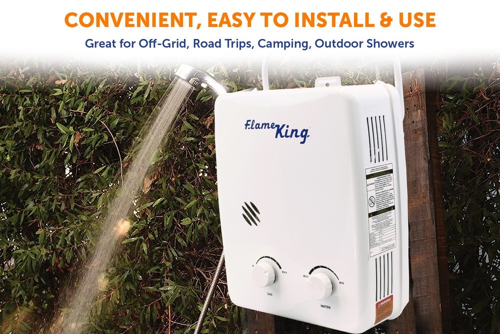 Portable Tankless Water Heater Propane 5L 1.32GPM at 34,000 BTU, Instant Shower