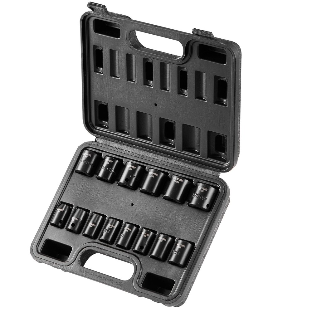 3/8" Drive Impact Socket Set 14 Piece Shallow Socket Set Metric 7-20mm 6 P