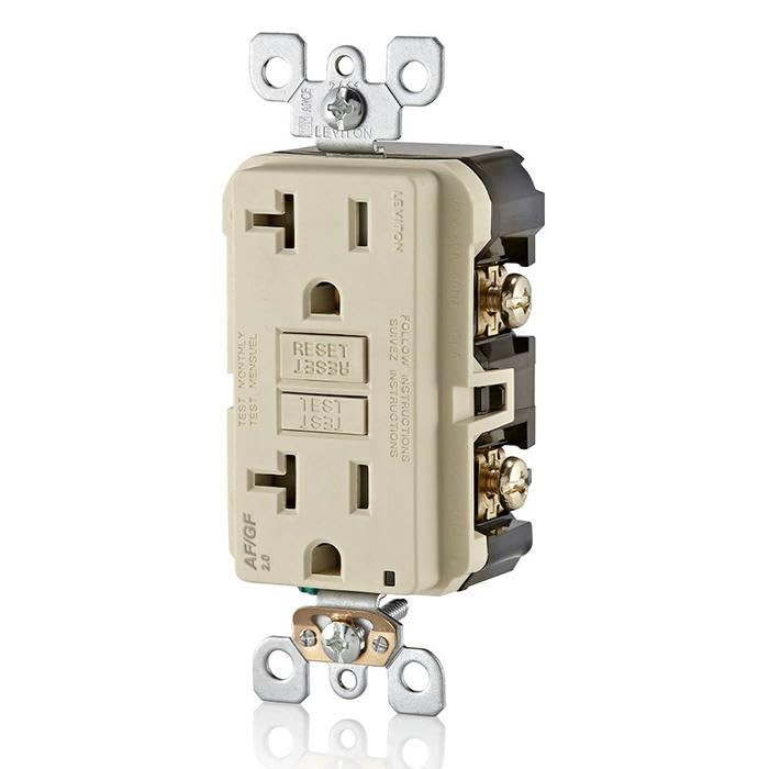 Leviton Smartlockpro Dual Function Outlet, 20A, Light Almond