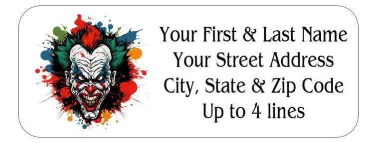150 Scary Clown Pop Art Mailing Return Address Labels Personalized