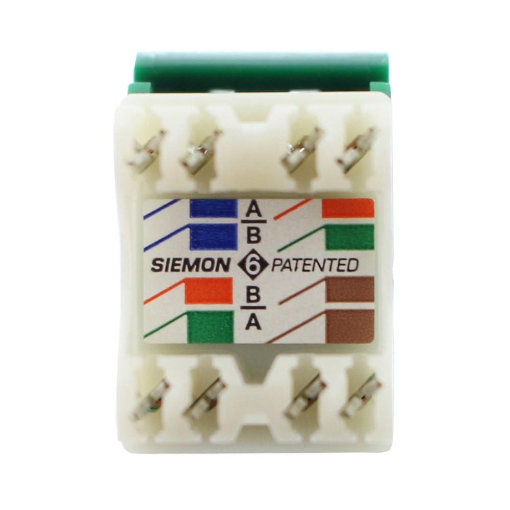 SIEMON MX6-07 MAX-MODULE CAT6 UTP ANGLED DATA JACK INSERT, GREEN