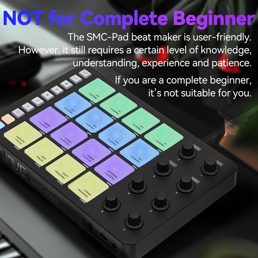 Bluetooth Beat Maker Machine - Portable M-Wave MIDI Controller Drum Pad Keybo...