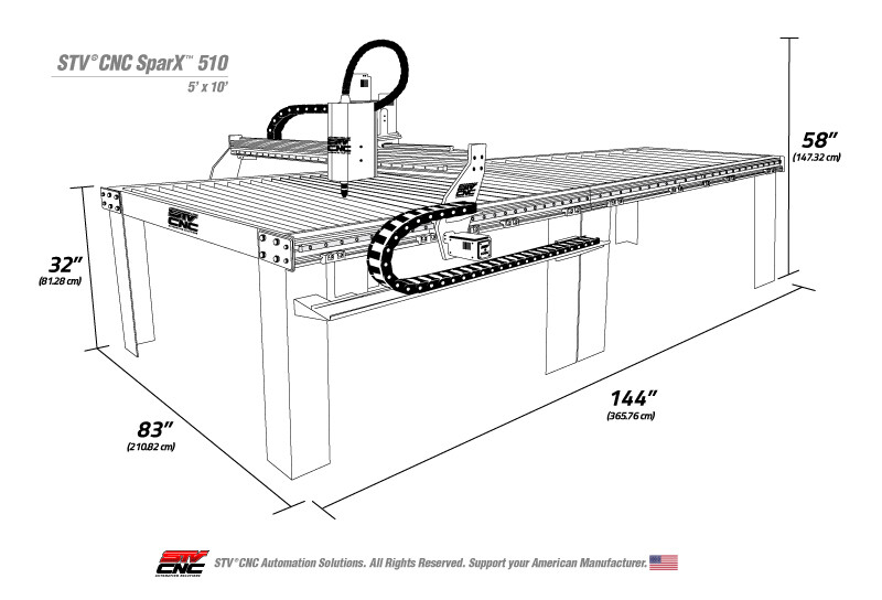 STV CNC 5x10 Plasma Cutting Table with Hypertherm Powermax45 XP Machine