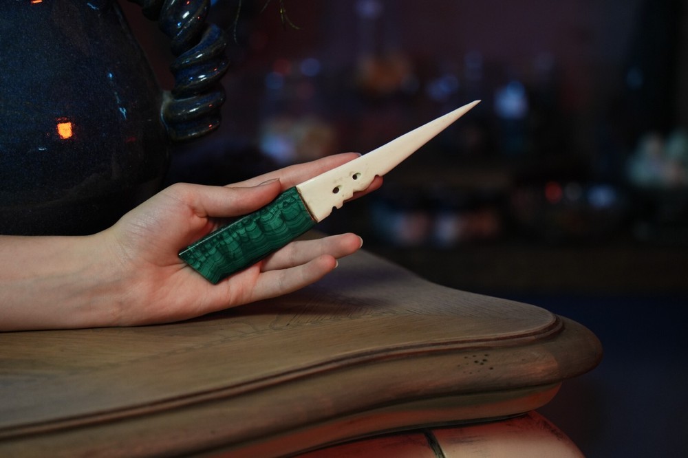 Malachite and Bone Athame