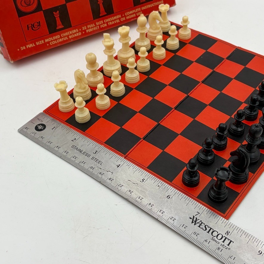 Vintage Compact Chess Set Game with Original Box Regency 8" Board