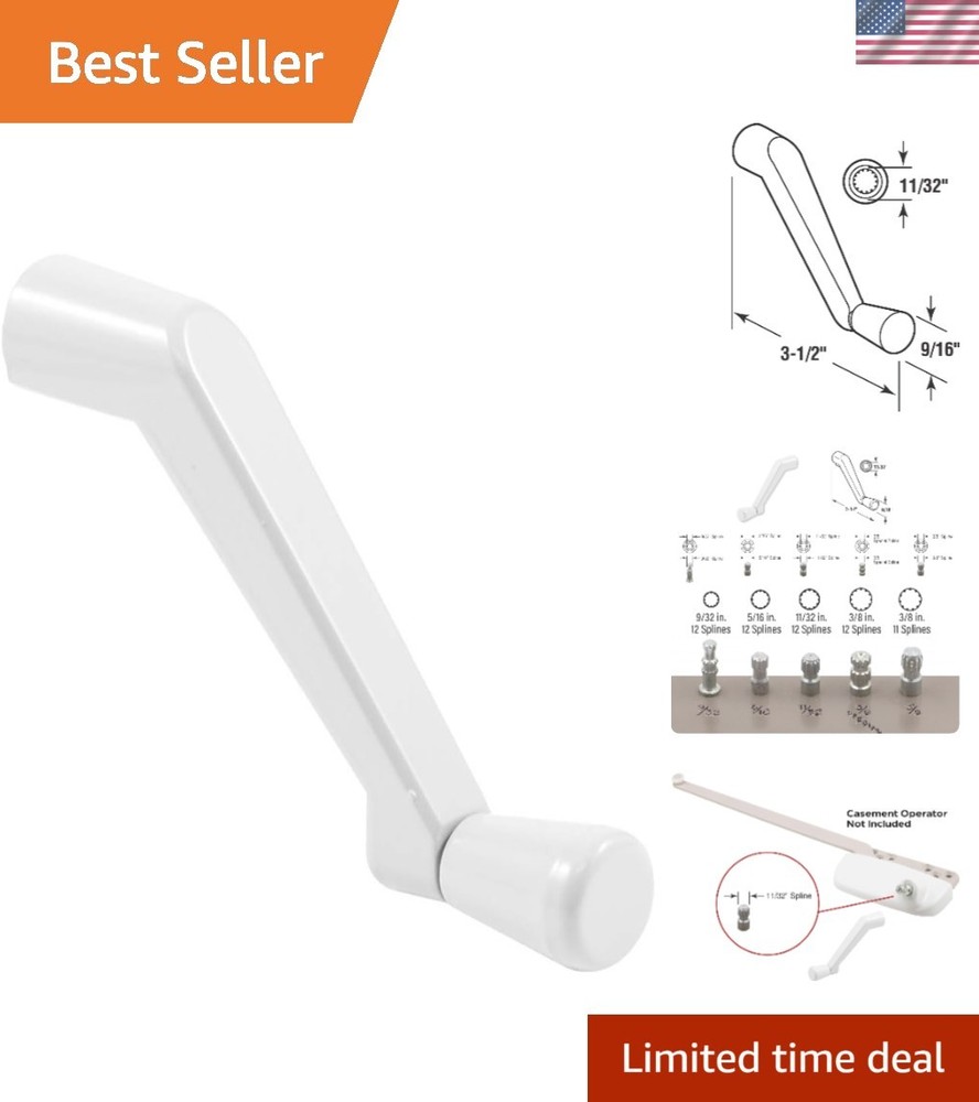Surface Mount White Casement Operator Crank Handle, 3.5 in Projection, 2 Pack