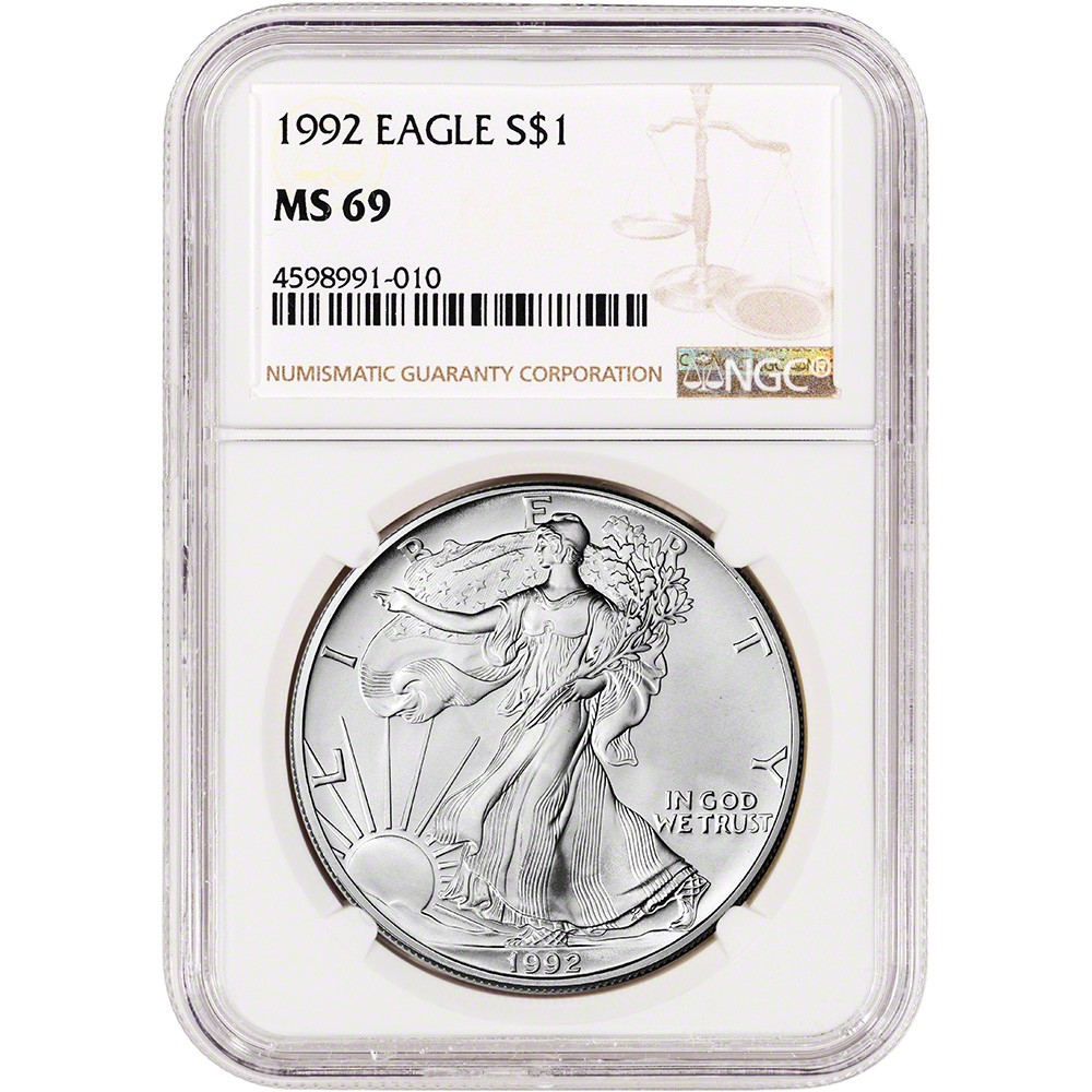 1992 American Silver Eagle Coin - NGC MS69