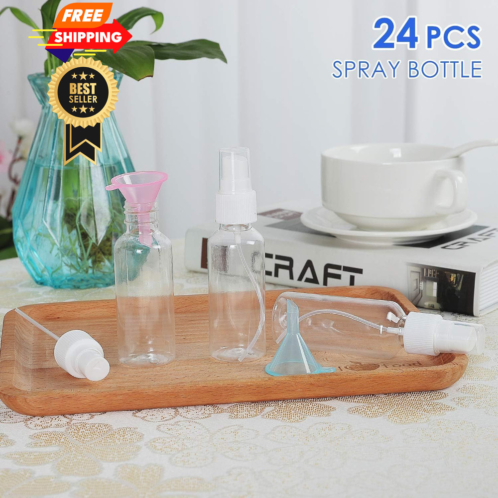24 Pcs Spray Bottles 2oz / 55ml Clear Empty Mini White