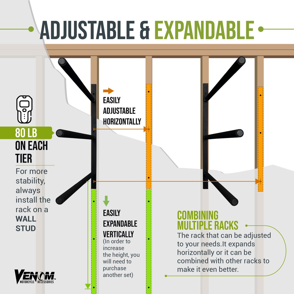 Wall Mount Tool Rack Garage Organizer Lumber Storage Rack, 3 Level Utility Racks