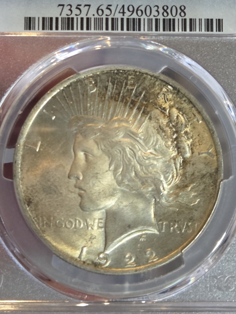 1922 $1 Peace Dollar PCGS MS65 Toned