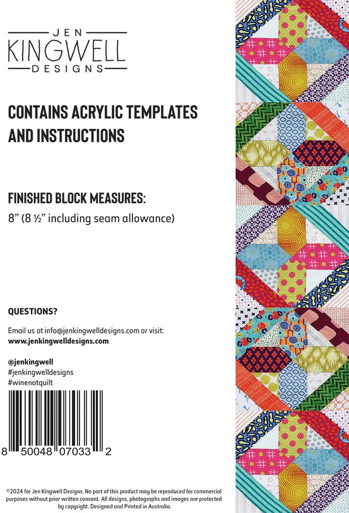 Wine Not Tempter Pattern & Acrylic Templates by Jen Kingwell