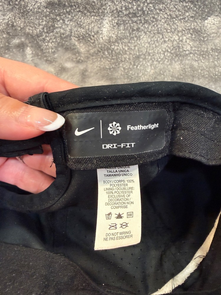 Nike Featherlight Dri-Fit Black Running Hat Cap Adjustable Swoosh