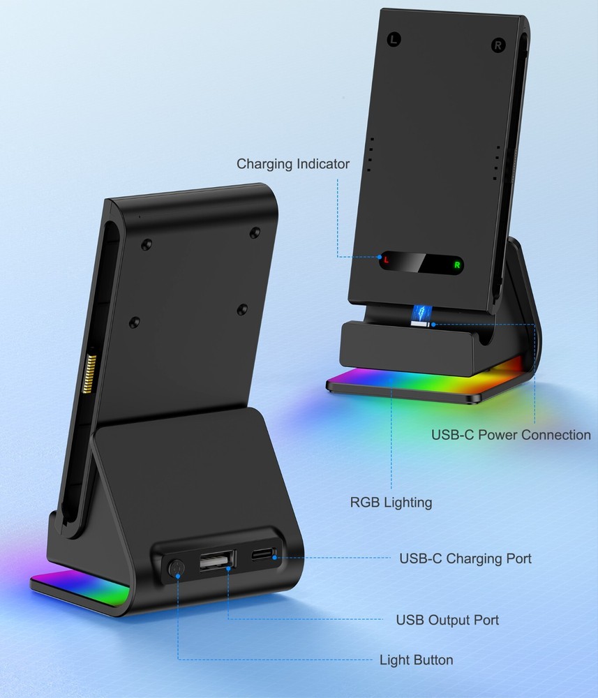 Switch 2 Charging Grip Stand Compatible with Joycon 2 Controller Charger LED