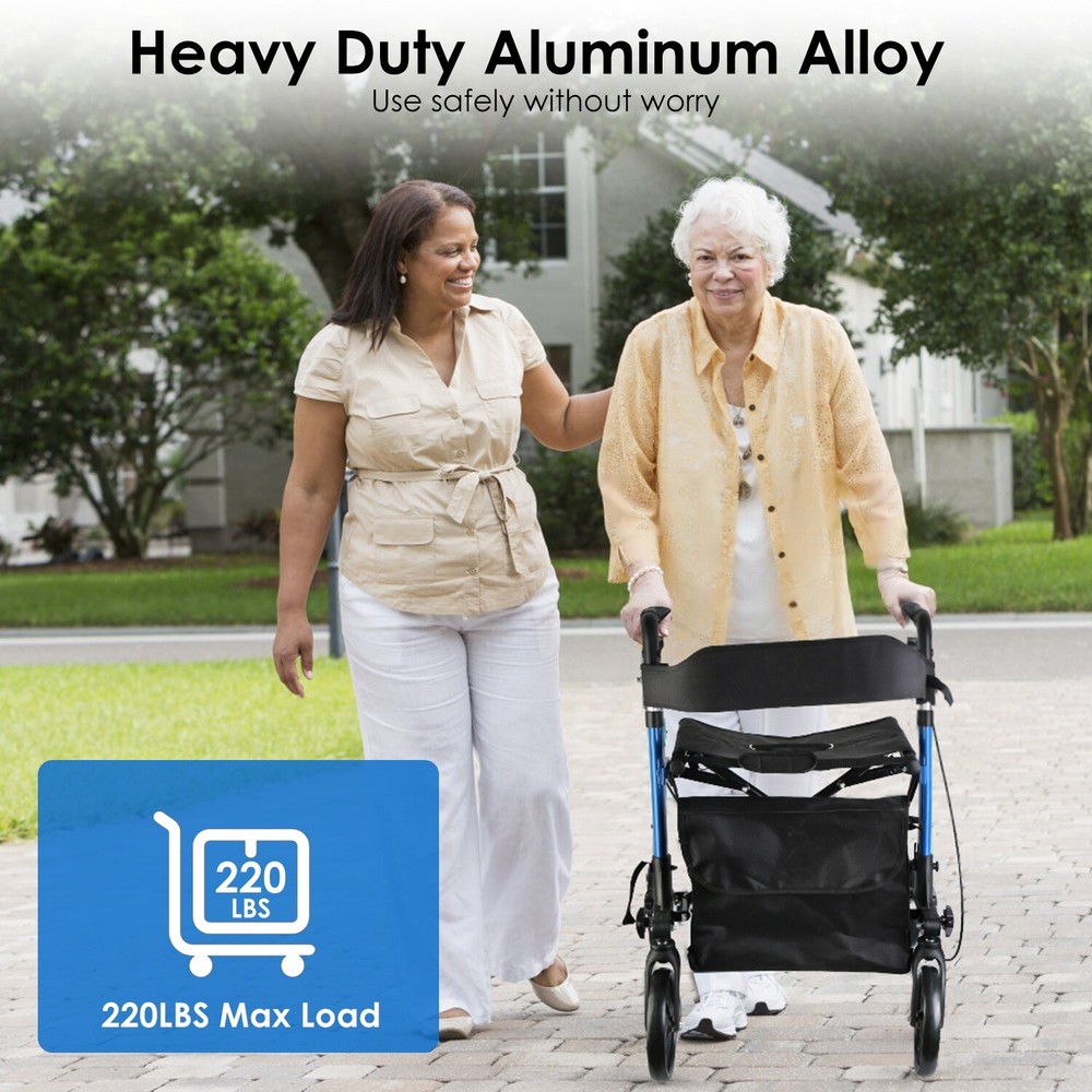 Rollator Walker & Seat Backrest Rolling Walker Outdoor Rolling Walker Aluminum