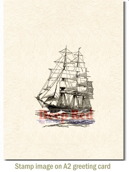 Deep Red Stamps Clipper Ship Rubber Cling Stamp
