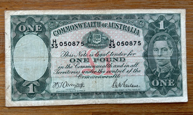 AUSTRALIA 1 POUND 1942 BANKNOTE