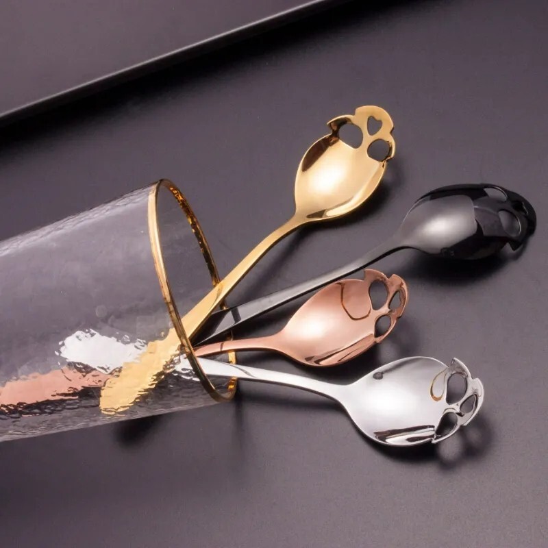 Skull Head Coffee Spoon Original Silverware Kitchen Utensil Lot 4Pcs
