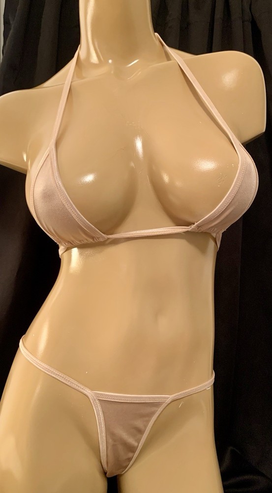 Exotic Dancerwear Stripper  Nude Bikini Thong Set Micro Style