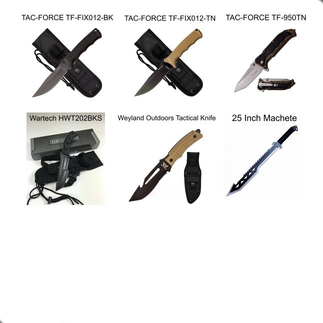 NIB 458 Fixed & Folding Knives Machetes Axe MTech, TAC-FORCE, Survivor, Defender