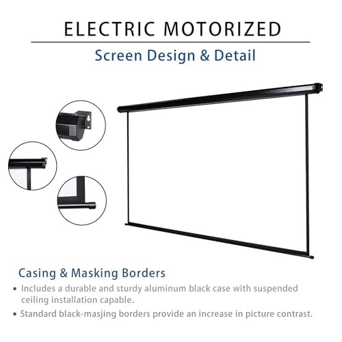 120" Motorized Projector Screen Electric Diagonal Automatic 120"(16:9) Black