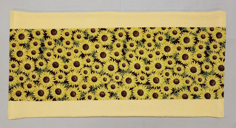 Sunflowers on Yellow Terrycloth Bathmat