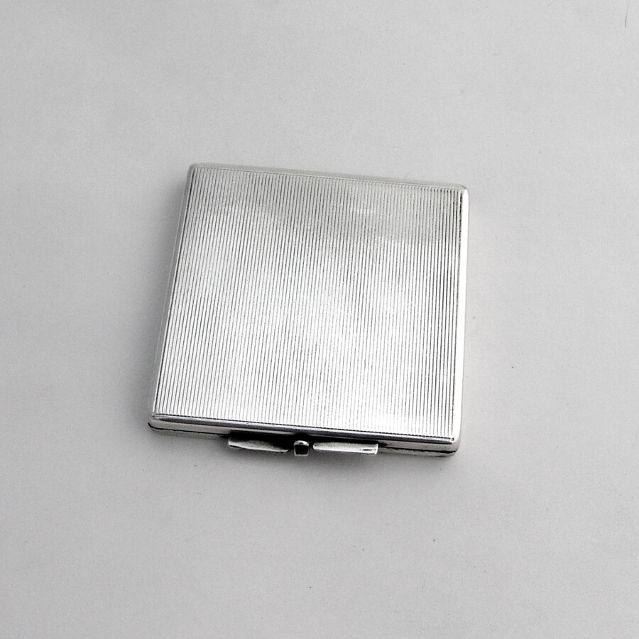 German Square Mirrored Compact Karl Hohmann 835 Standard Silver 1930