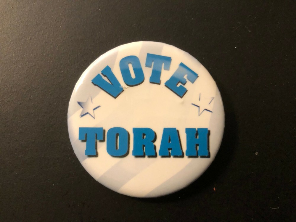 Old Vintage "VOTE TORAH"  Pinback Button 2 1/4"