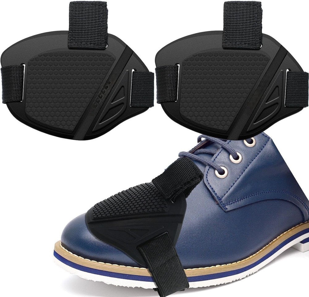 2-Piece Motorcycle Shoe Protector & Rubber Shift Pad, Black