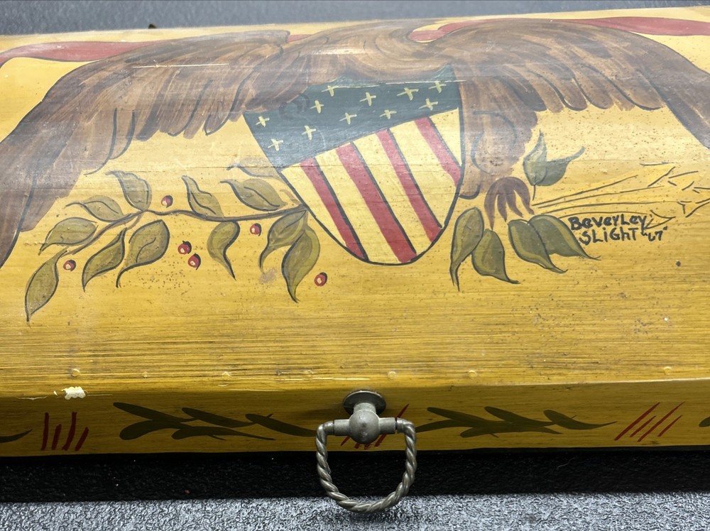 Vintage Trunk Eagle And Shield Design Disconnected Latches