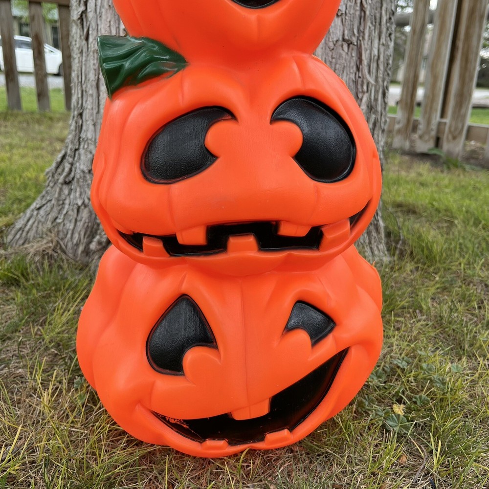 Vtg 22" General Foam Stacked Pumpkin Blow Mold Jack-O-Lantern Stack Lighted