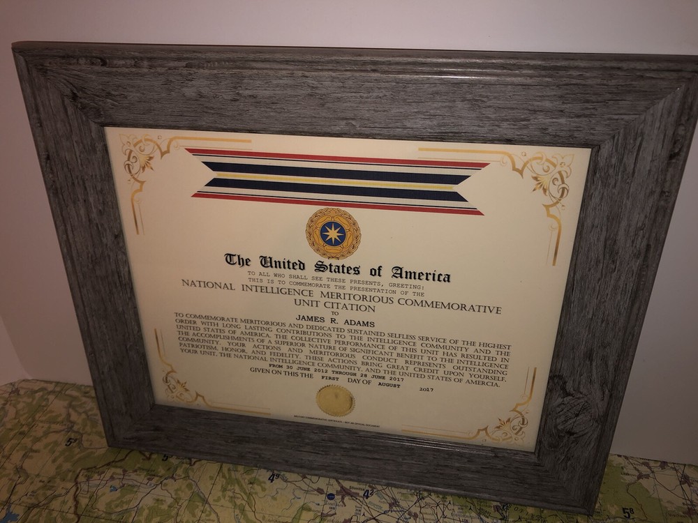 NATIONAL INTELLIGENCE MERITORIOUS COMMEMORATIVE UNIT CITATION CERTIFICATE Type-1
