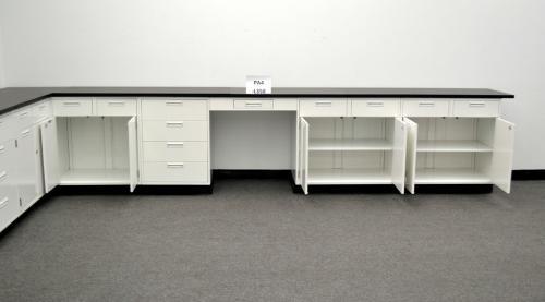28' Laboratory L Cabinet Group w/ Black Tops / E1-552